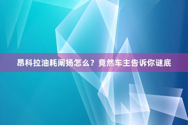 昂科拉油耗阐扬怎么？竟然车主告诉你谜底